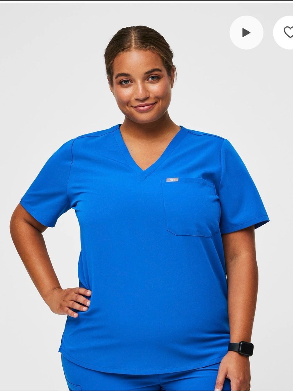 Figs Women's V-Neck Scrub Top in Royal Blue